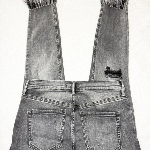 Free People Gray Ankle Cropped Distressed Jeans - Picture 3 of 4